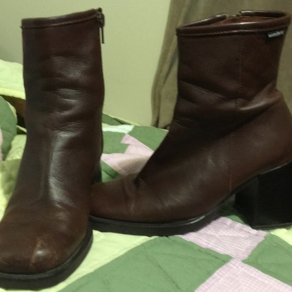 Cherry brown leather boots